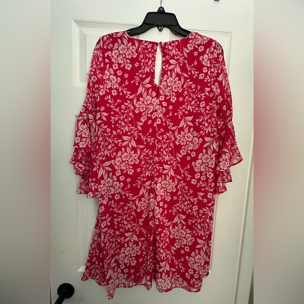 Calvin Klein Raspberry Red/White Floral Dress - Picture 3 of 3